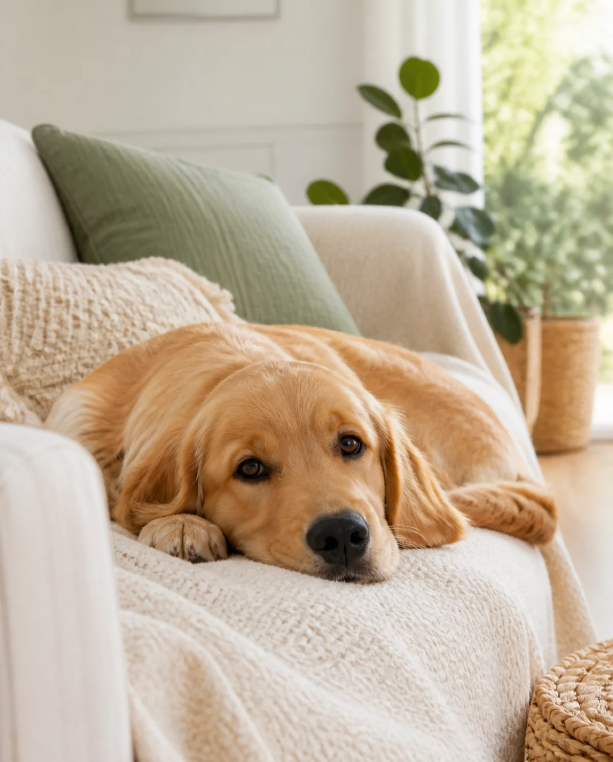 Dog resting during Salty Paws in-home care in Ericeira
