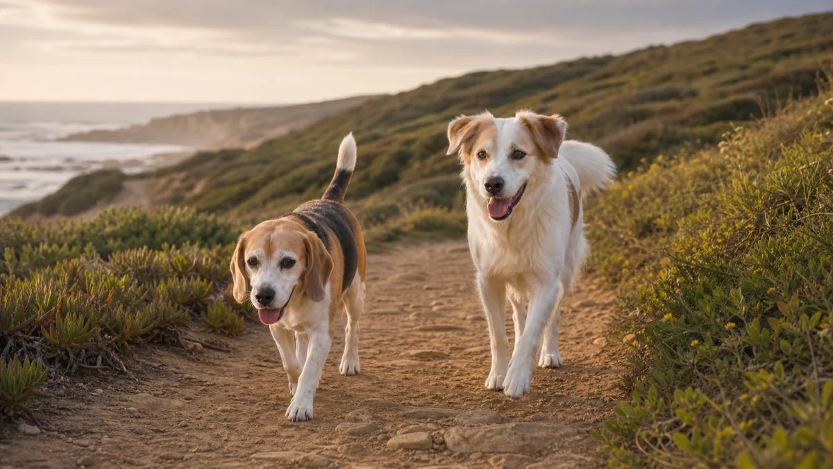 Two dogs on a quiet Ericeira trail